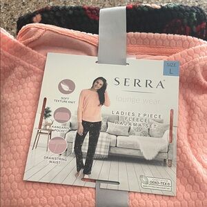 Serra Peach and Black Fleece Pajama Set